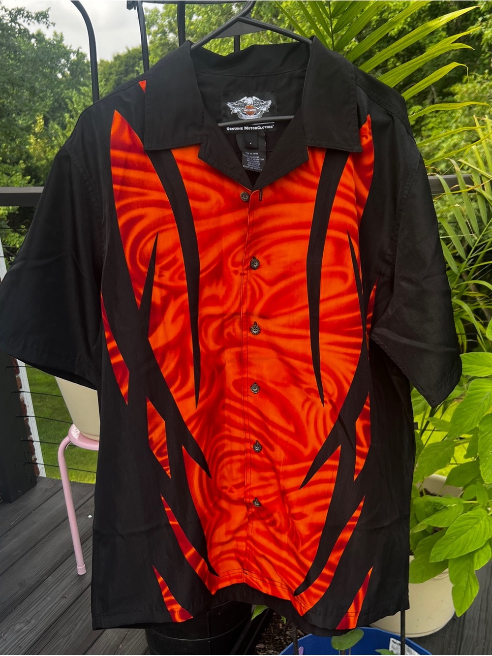 Harley-Davidson MotorClothes Flame Button-Up Shirt Men’s L Never Worn